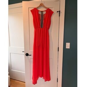 Aina Be Chiffon Open Back Embellished Sleeveless Maxi Dress Size M Ethereal Boho